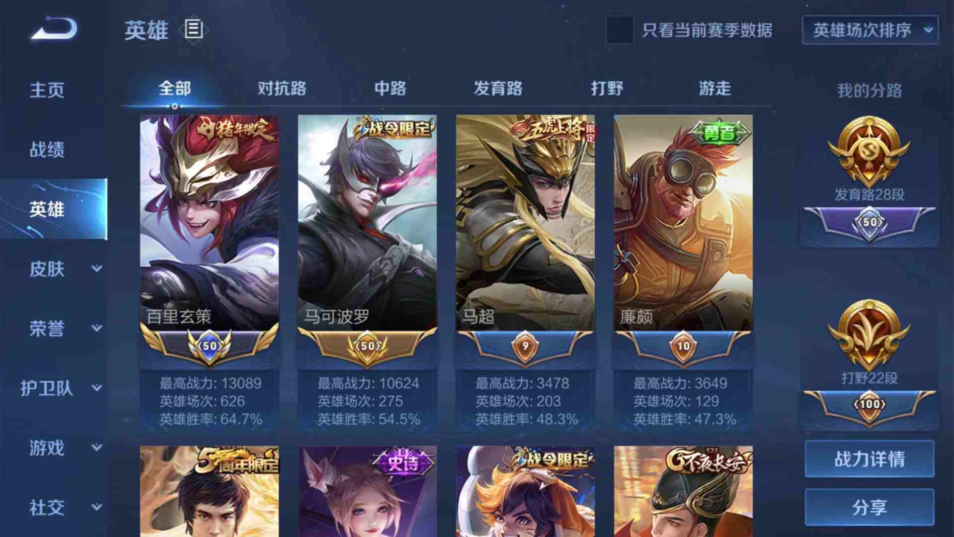 天下手游国服百里玄策历史50强13w战力丨白虎志神威四金标射手万战