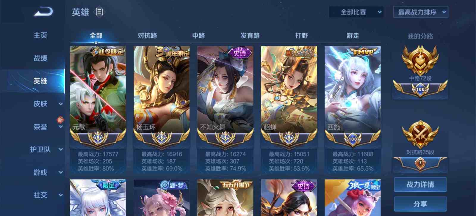 王者荣耀安卓微信区租号28元/小时-94满屏大国标94貂蝉杨玉环火舞